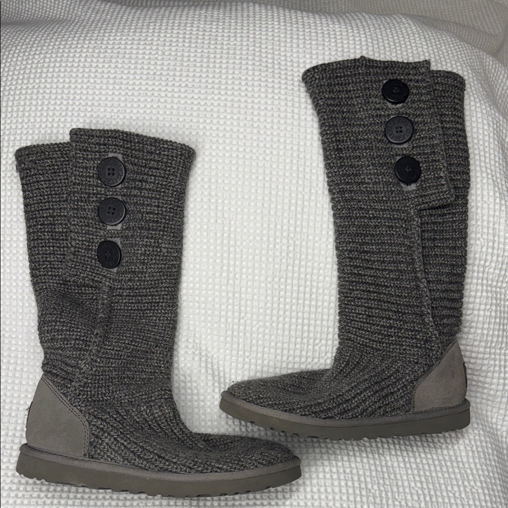 UGG Grey Kit Button Boots - Size 8
